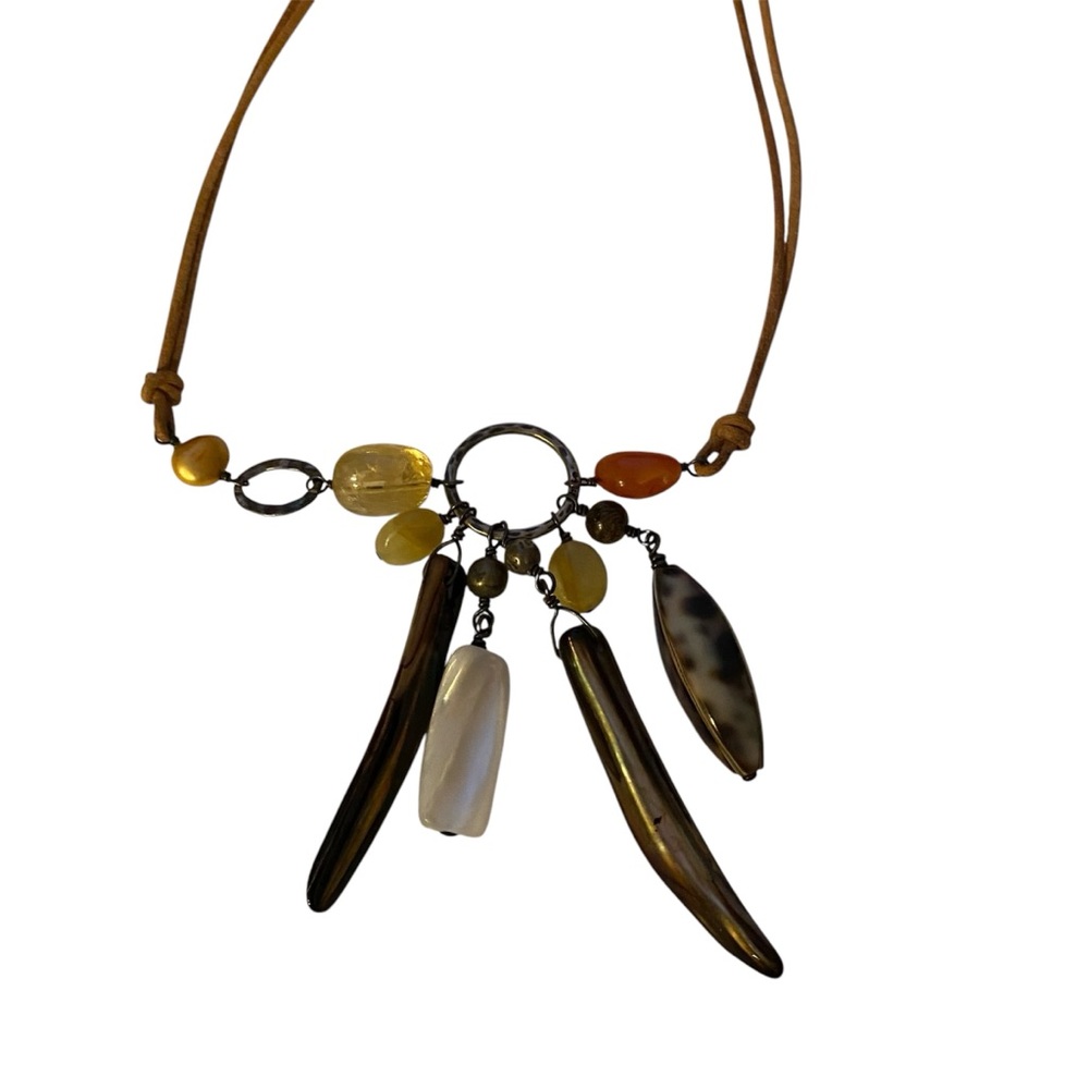 NWOT SILPADA Retired Multi-Stone & Sterling Silver Leather Necklace - 24”